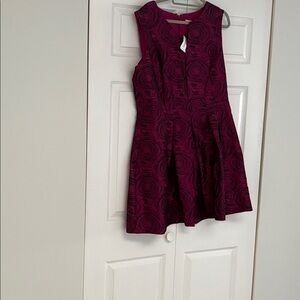 Sleeveless Burgundy Dress with Floral Pattern